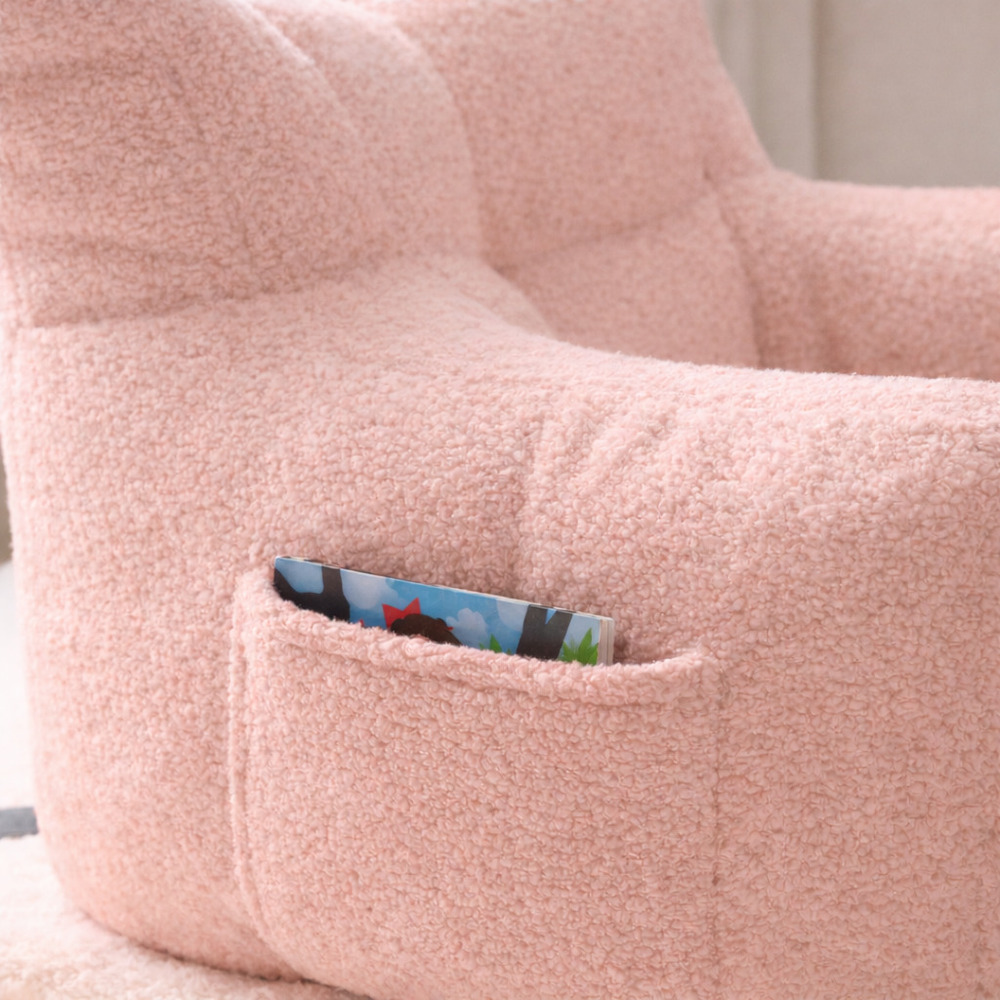 Безопасное плюшевое кресло с ушками и карманом для детей, розовое