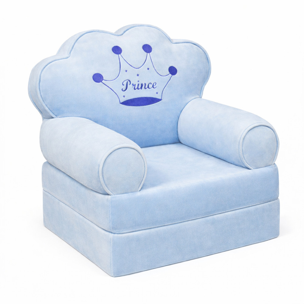 Детское мягкое кресло трансформер в виде принца с раскладным спальным местом на два отделения