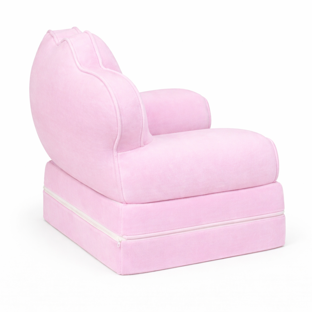 Детское мягкое кресло трансформер в виде принцессы с раскладным спальным местом на две секции