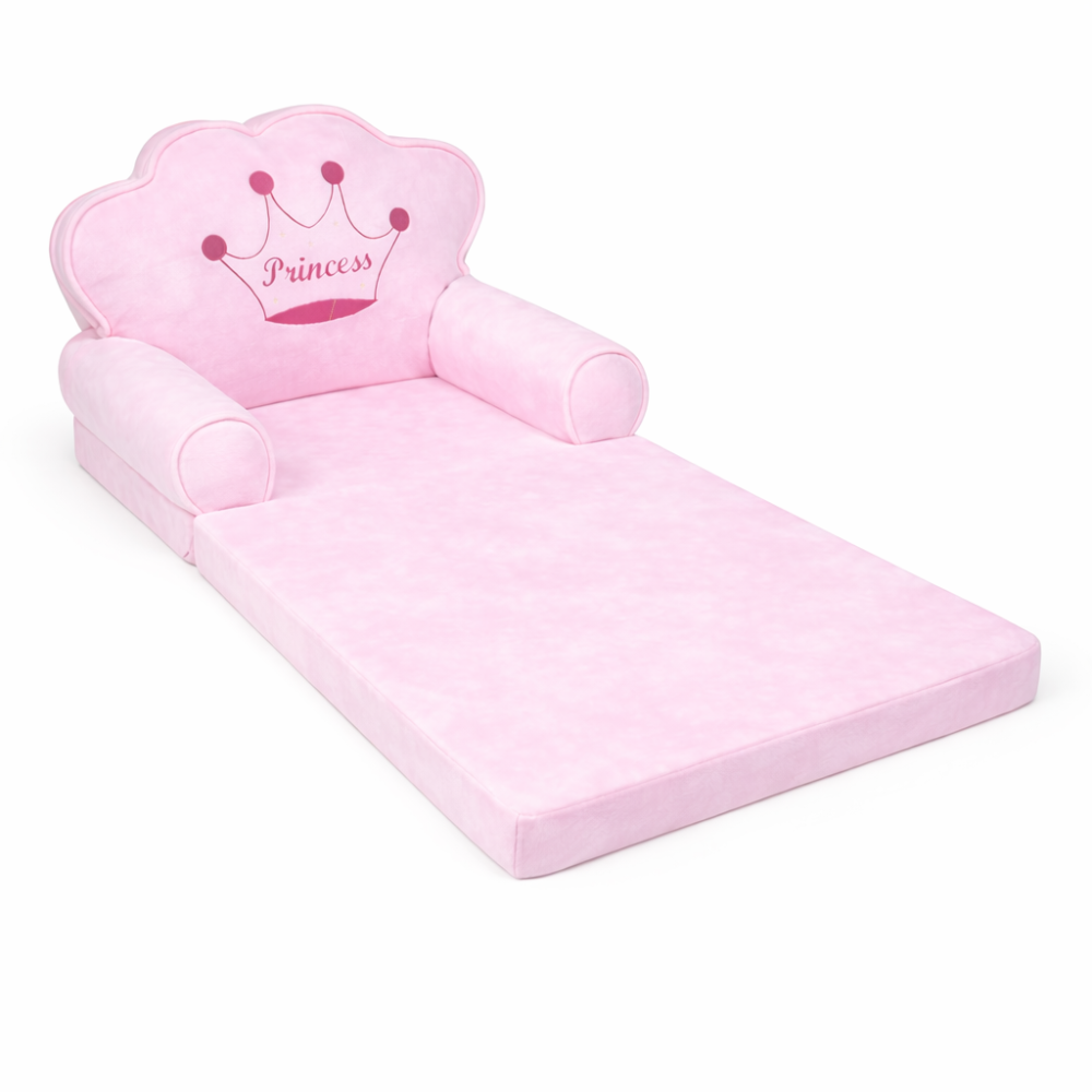 Детское мягкое кресло трансформер в виде принцессы с раскладным спальным местом на две секции