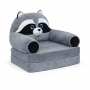 Детское мягкое раскладное кресло-трансформер в виде енотика с комфортным спальным местом на две секции