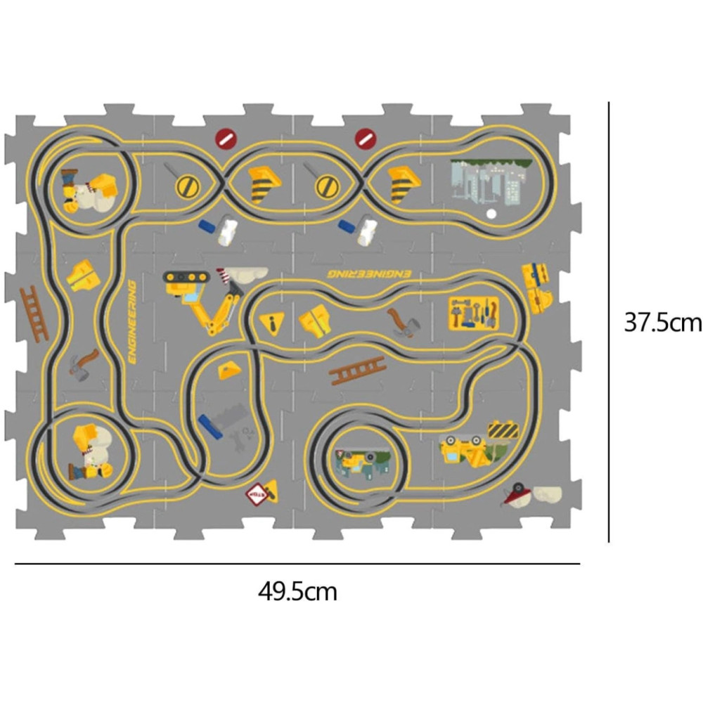 Пазловый детский автотрек с бетономешалкой, дорожка-пазл