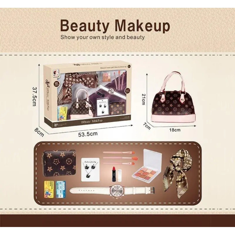 Набор детской косметики с сумочкой, часами и украшениями