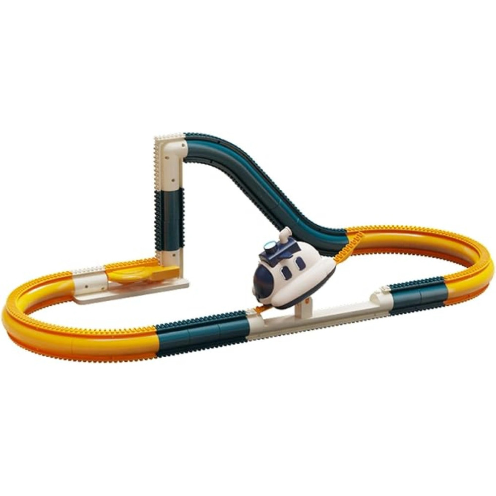 Космическая детская железная дорога с дымом, трамплингом и подъемником