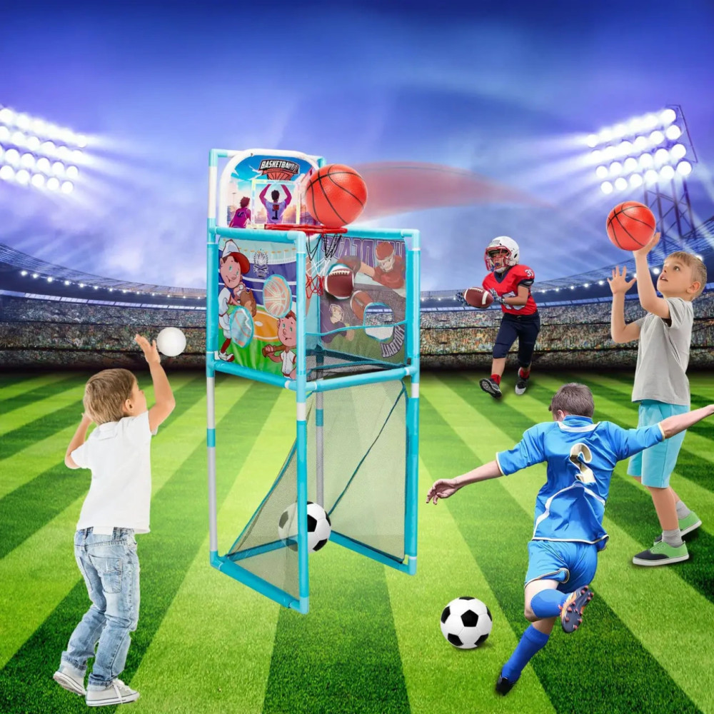 Спортивный набор: футбол, регби, теннис баскетбол с музыкой