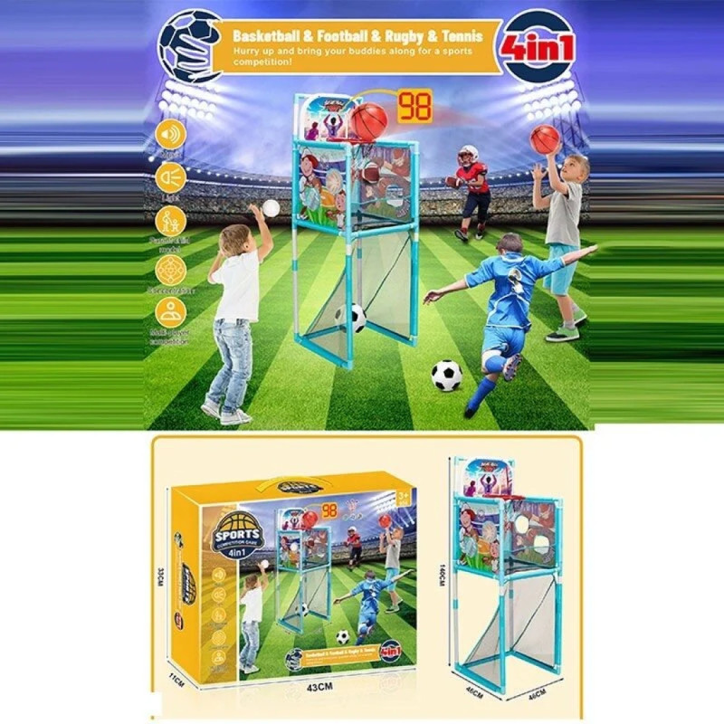 Спортивный набор: футбол, регби, теннис баскетбол с музыкой