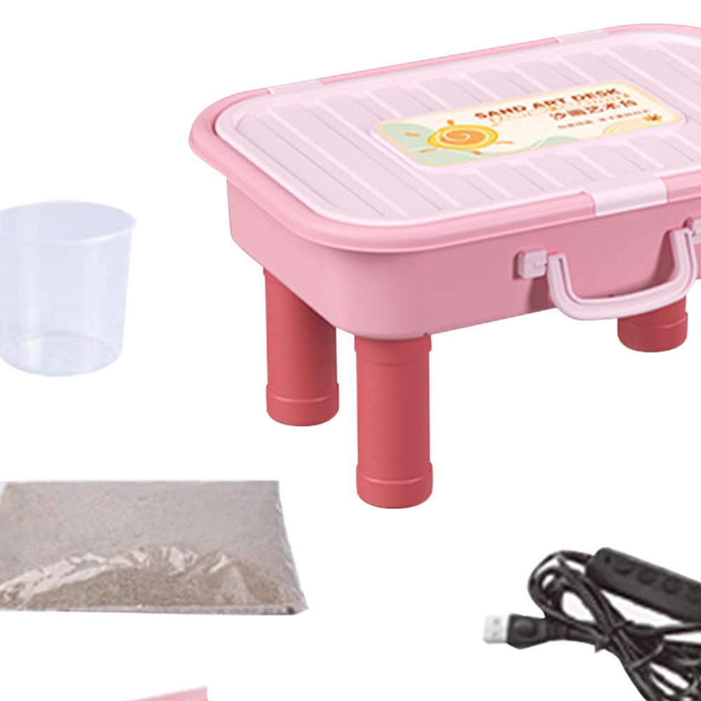 Детский розовый столик для рисования песком с подсветкой.