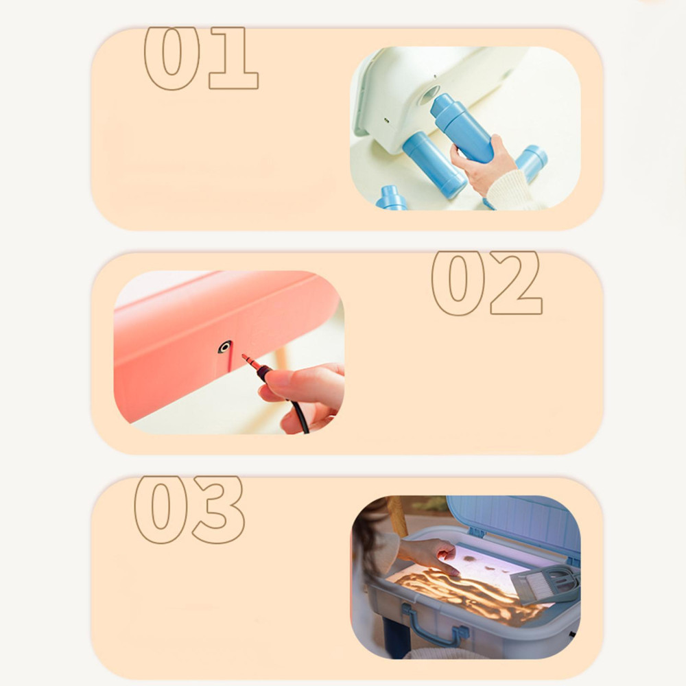 Детский розовый столик для рисования песком с подсветкой.