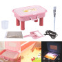 Детский розовый столик для рисования песком с подсветкой.
