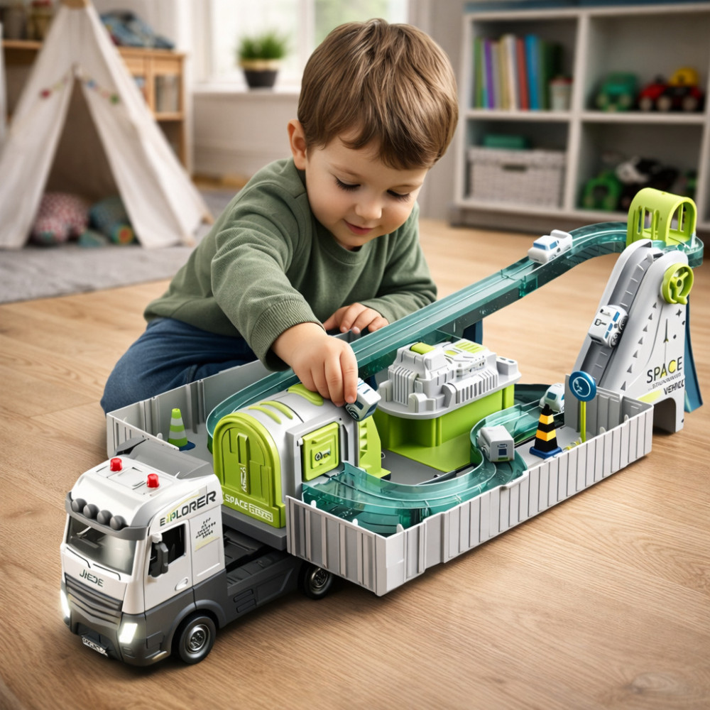 Pistă auto camion-stație de curse cu iluminare și sunet