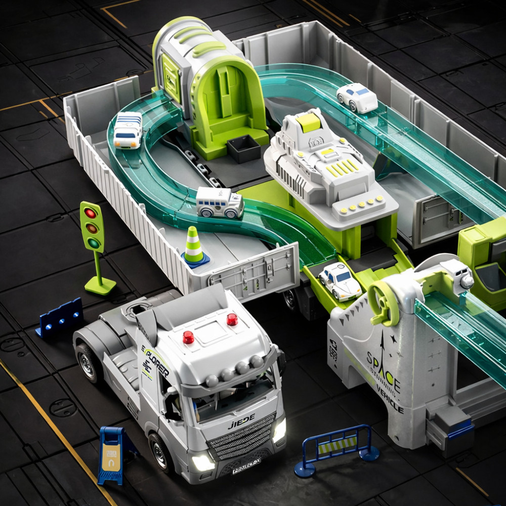 Pistă auto camion-stație de curse cu iluminare și sunet