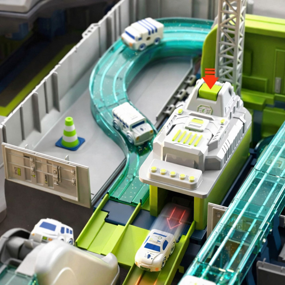 Pistă auto camion-stație de curse cu iluminare și sunet