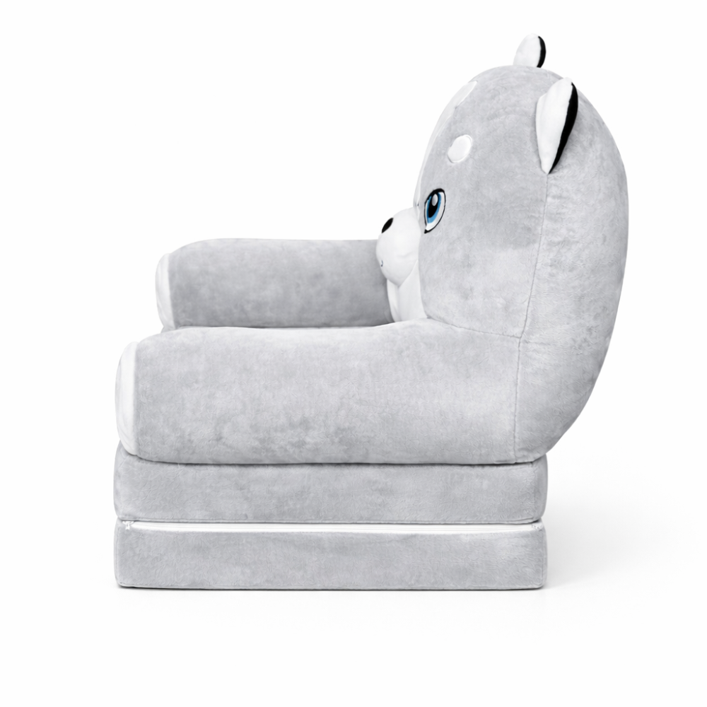 Детское мягкое кресло-трансформер в виде волка с раскладным спальным местом на две секции