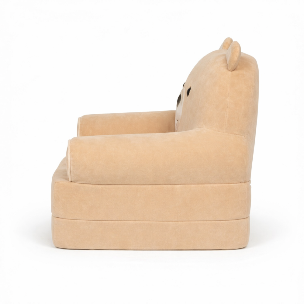 Детское мягкое раскладное кресло трансформер в виде Пудрового Медвежонка с комфортным спальным местом на две секции