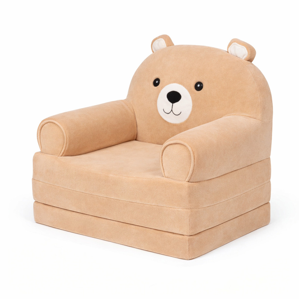 Fotoliu-transformer moale pliabil pentru copii Ursuleț Pudrat