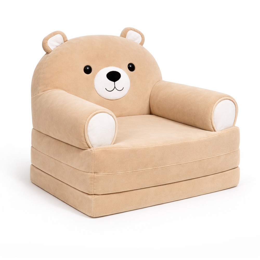 Fotoliu-transformer moale pliabil pentru copii Ursuleț Pudrat