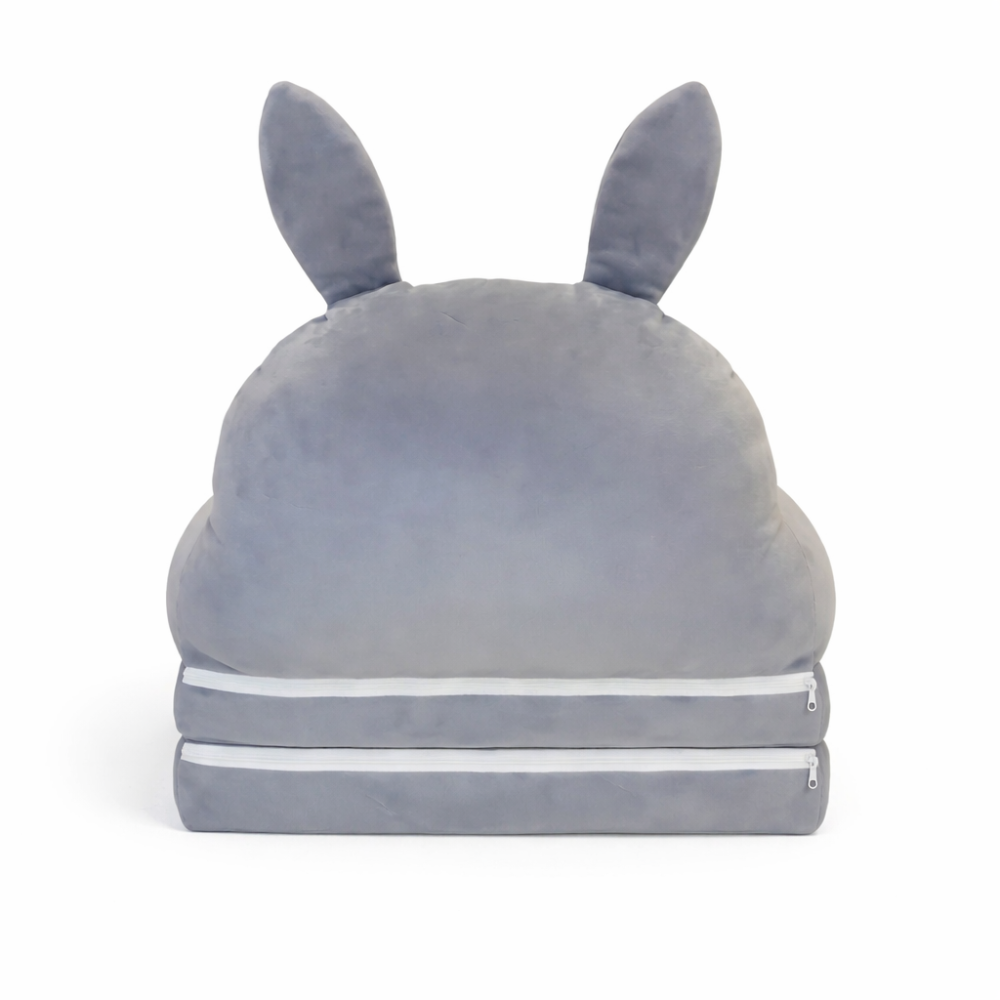 Детское мягкое кресло трансформер в виде зайчика с раскладным спальным местом на два отделения