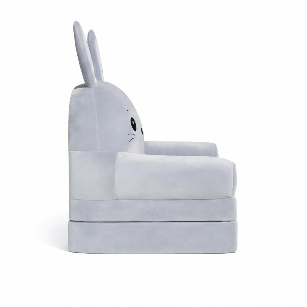 Детское мягкое кресло трансформер в виде зайчика с раскладным спальным местом на два отделения