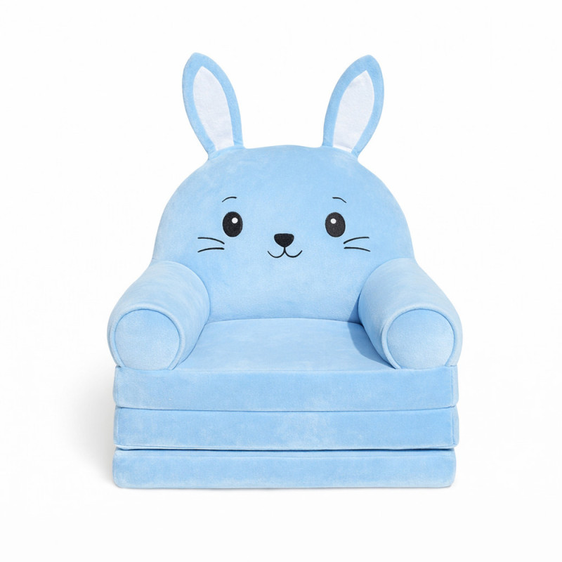 Fotoliu-șezlong de pluș pentru copii în formă de Iepuraș Albastru