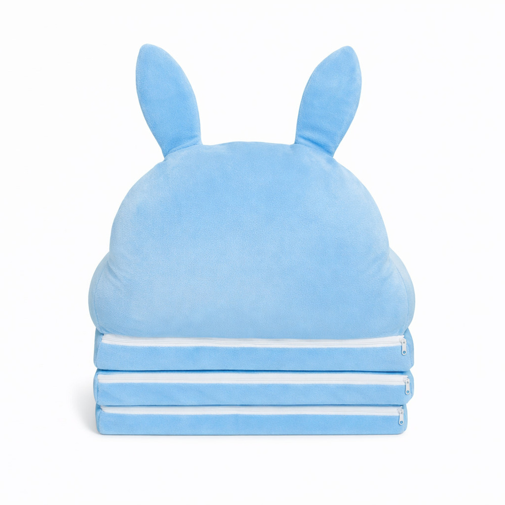 Fotoliu-șezlong de pluș pentru copii în formă de Iepuraș Albastru