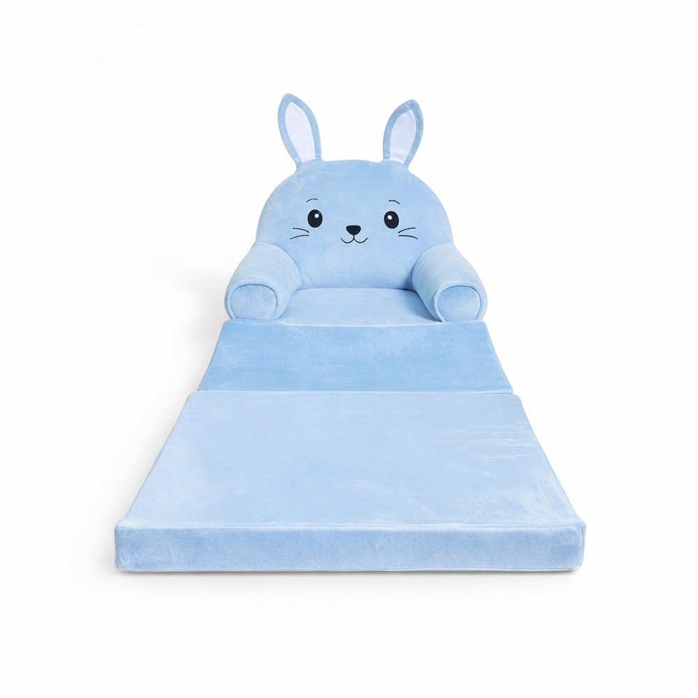 Fotoliu-șezlong de pluș pentru copii în formă de Iepuraș Albastru