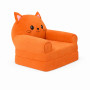 Детское мягкое кресло лежак в виде котика с раскладной конструкцией на два отделения