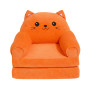 Детское мягкое кресло лежак в виде котика с раскладной конструкцией на два отделения
