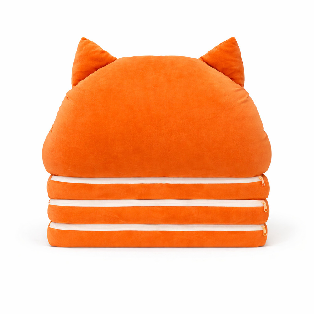 Fotoliu-șezlong moale cu 3 secțiuni în formă de Pisicuță Portocalie