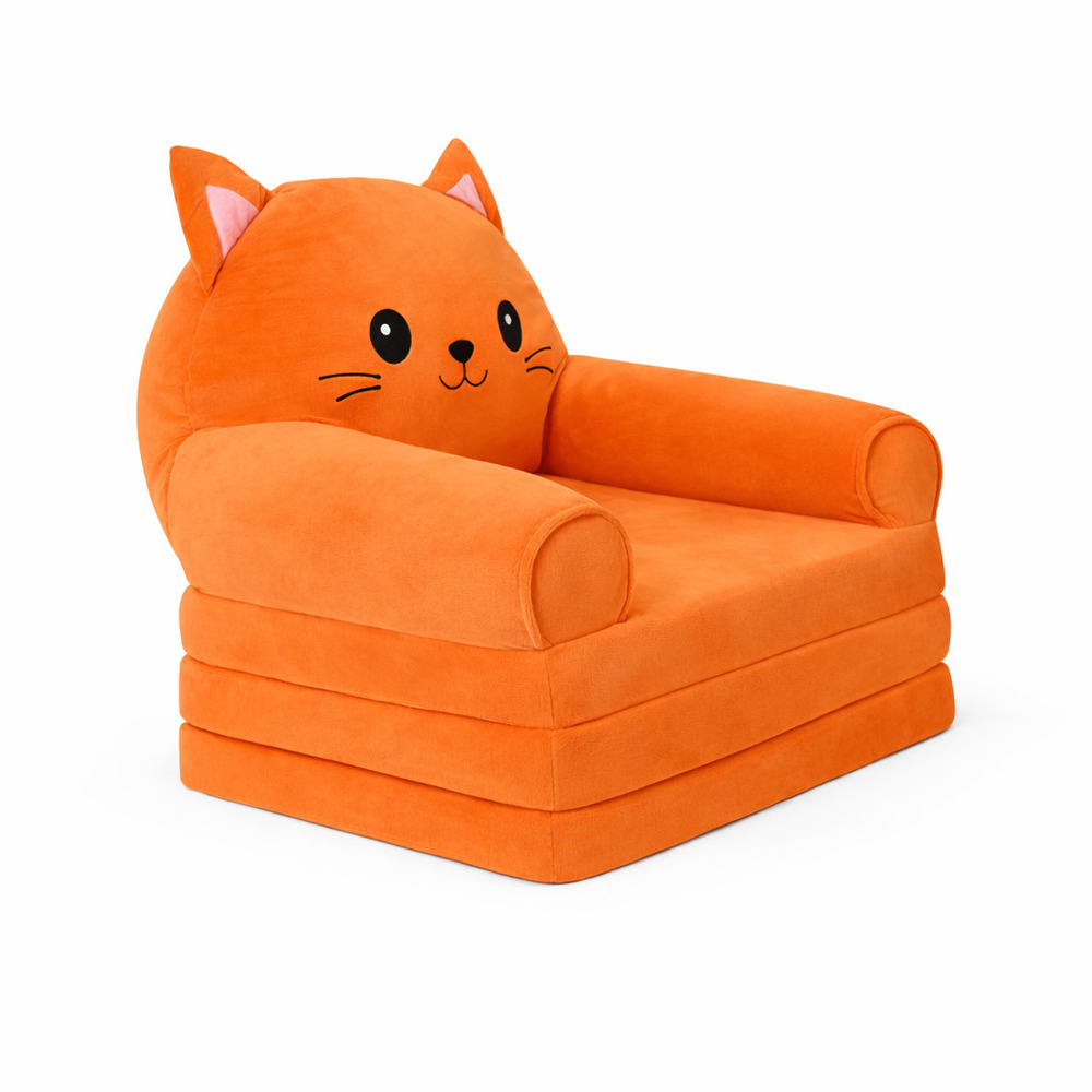 Fotoliu-șezlong moale cu 3 secțiuni în formă de Pisicuță Portocalie