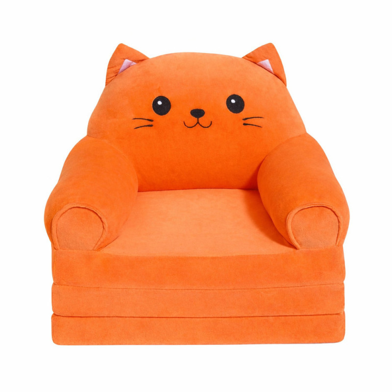 Fotoliu-șezlong moale cu 3 secțiuni în formă de Pisicuță Portocalie