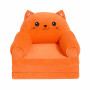 Fotoliu-șezlong moale cu 3 secțiuni în formă de Pisicuță Portocalie