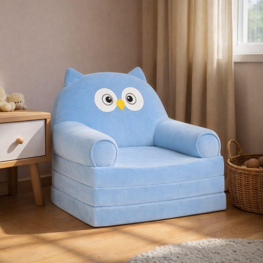 Fotoliu moale pliabil pentru copii Bufniță