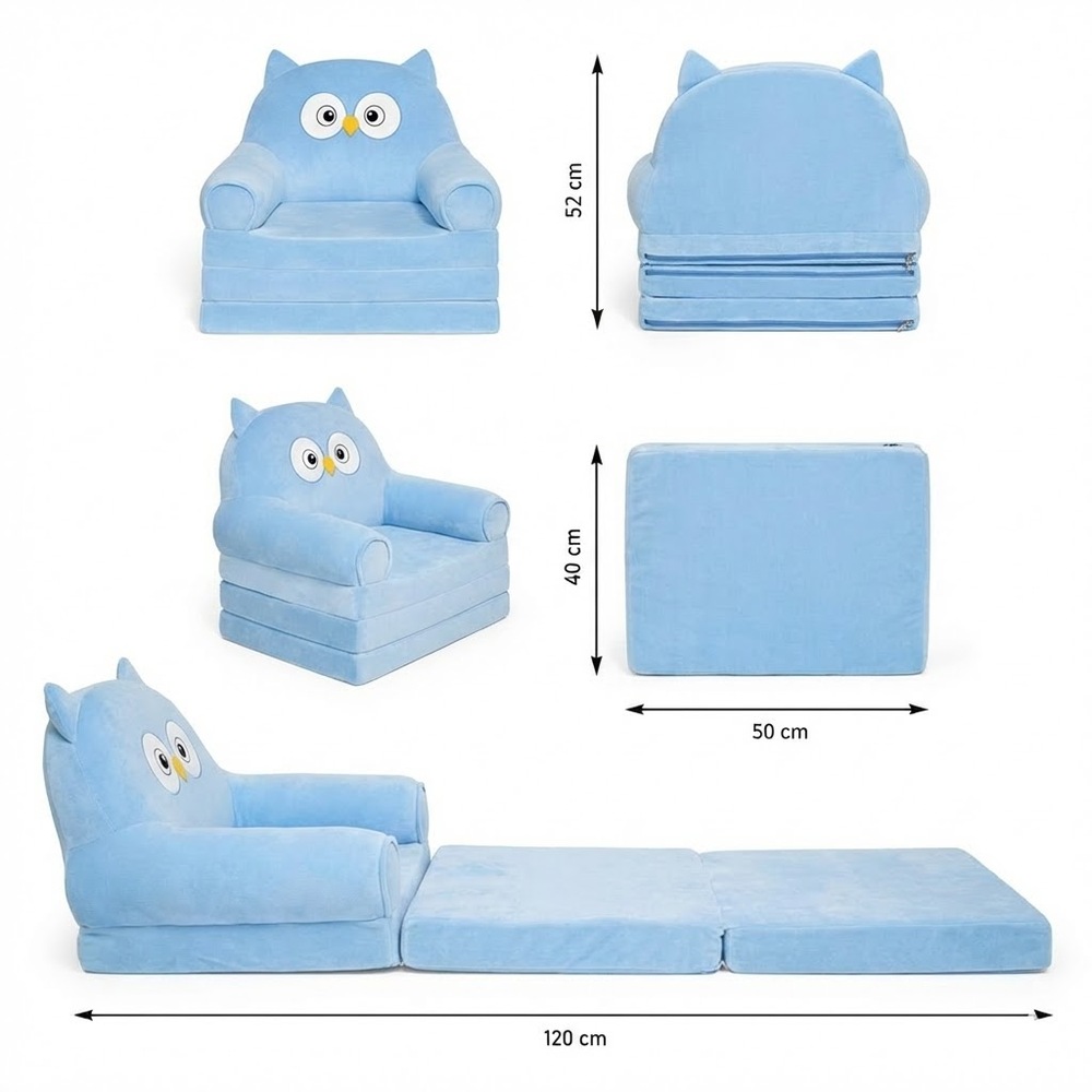 Fotoliu moale pliabil pentru copii Bufniță