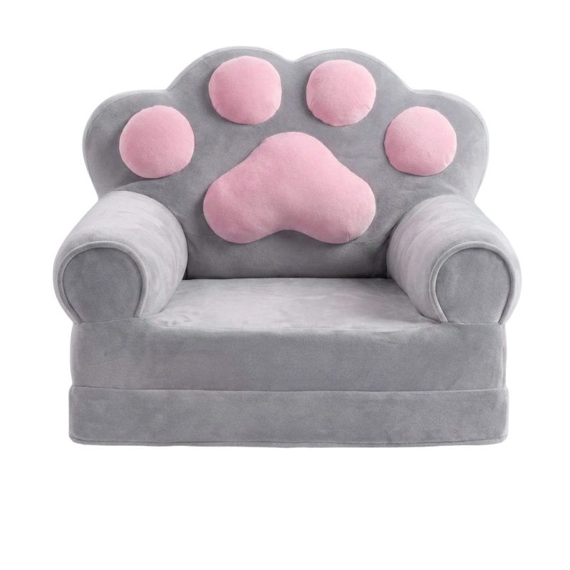 Детское мягкое кресло лапка трансформер с раскладным местом для отдыха на два отделения