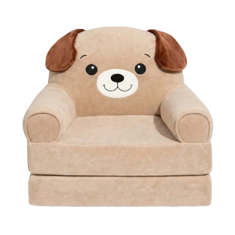 Детское мягкое кресло трансформер в форме собачки с раскладным спальным местом на две секции