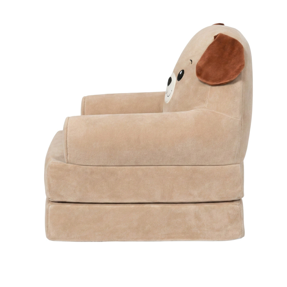 Детское мягкое кресло трансформер в форме собачки с раскладным спальным местом на две секции