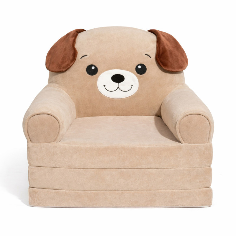 Fotoliu-transformer moale pentru copii în formă de Cățeluș cu loc pliabil