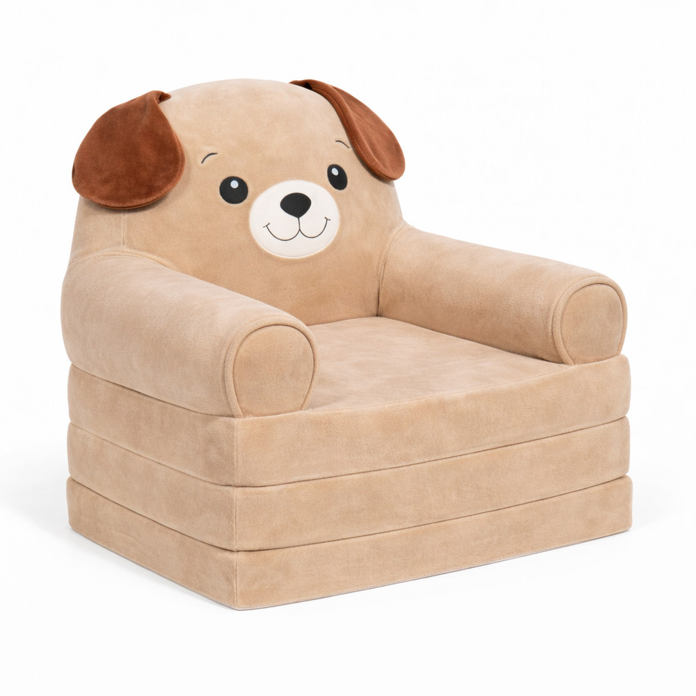 Fotoliu-transformer moale pentru copii în formă de Cățeluș cu loc pliabil