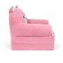 Детское мягкое раскладное кресло-кровать в виде Розового Медвежонка с комфортным спальным местом, на две секции
