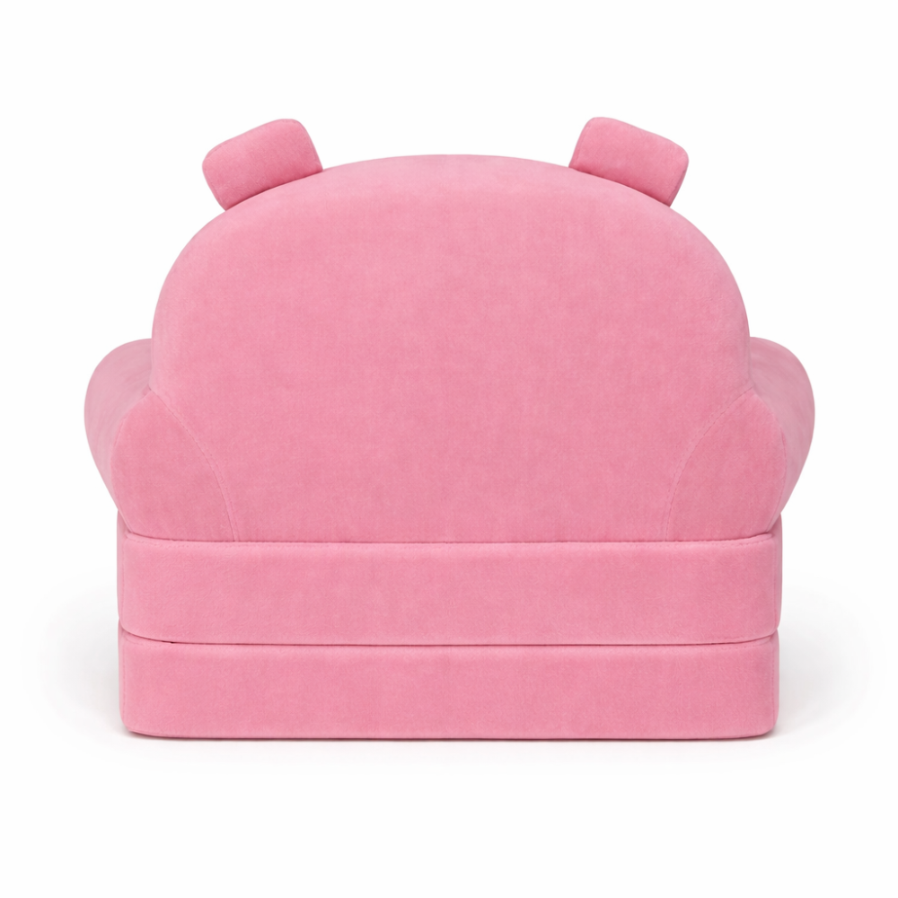 Детское мягкое раскладное кресло-кровать в виде Розового Медвежонка с комфортным спальным местом, на две секции