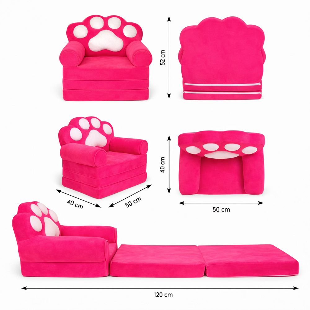 Fotoliu-transformer moale pliabil pentru copii în formă de Lăbuță Roșie