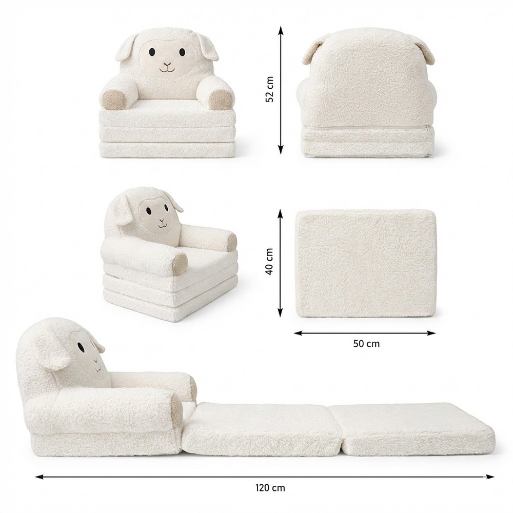 Fotoliu-transformer moale pliabil pentru copii în formă de Oiță