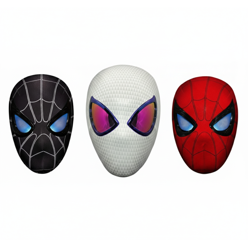 Маска Человека-паука с подвижными глазами на пульте-кольце, три цвета