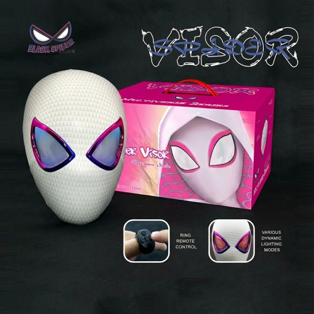 Маска Человека-паука с подвижными глазами на пульте-кольце, три цвета