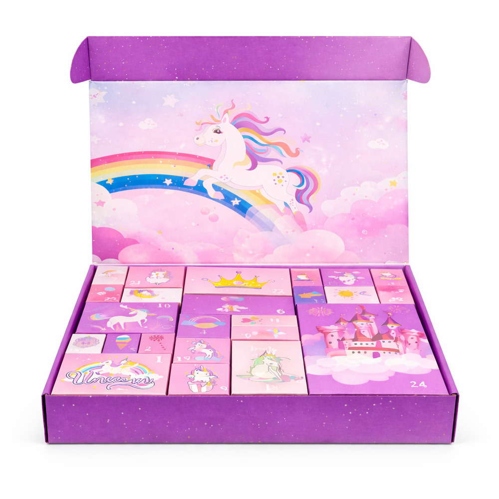 Адвент календарь для девочки с украшениями и аксессуарами единорог 24 сюрприза