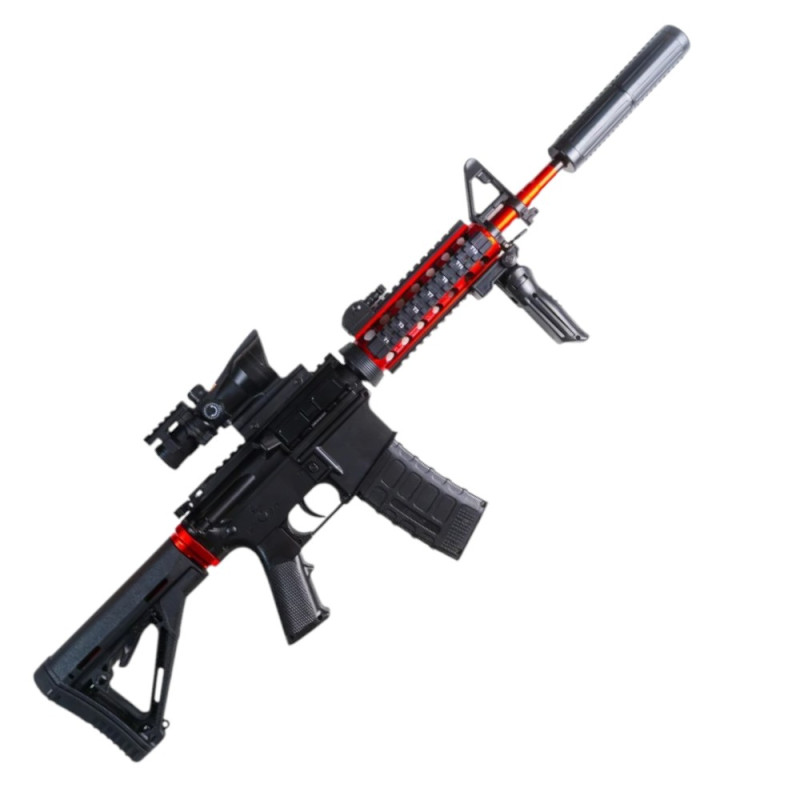 Автомат M4A1 на орбизах, аккумуляторный, красно-черный