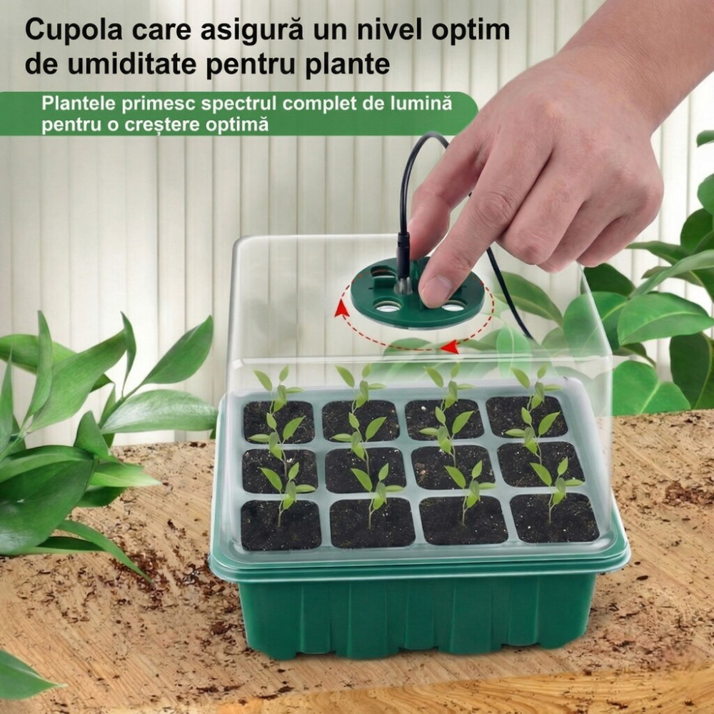 Mini seră pentru copii pentru răsaduri cu iluminare LED și cronometru