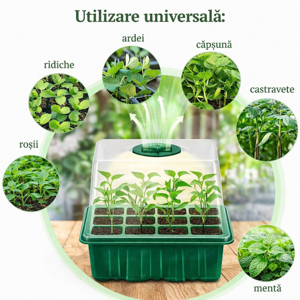 Mini seră pentru copii pentru răsaduri cu iluminare LED și cronometru