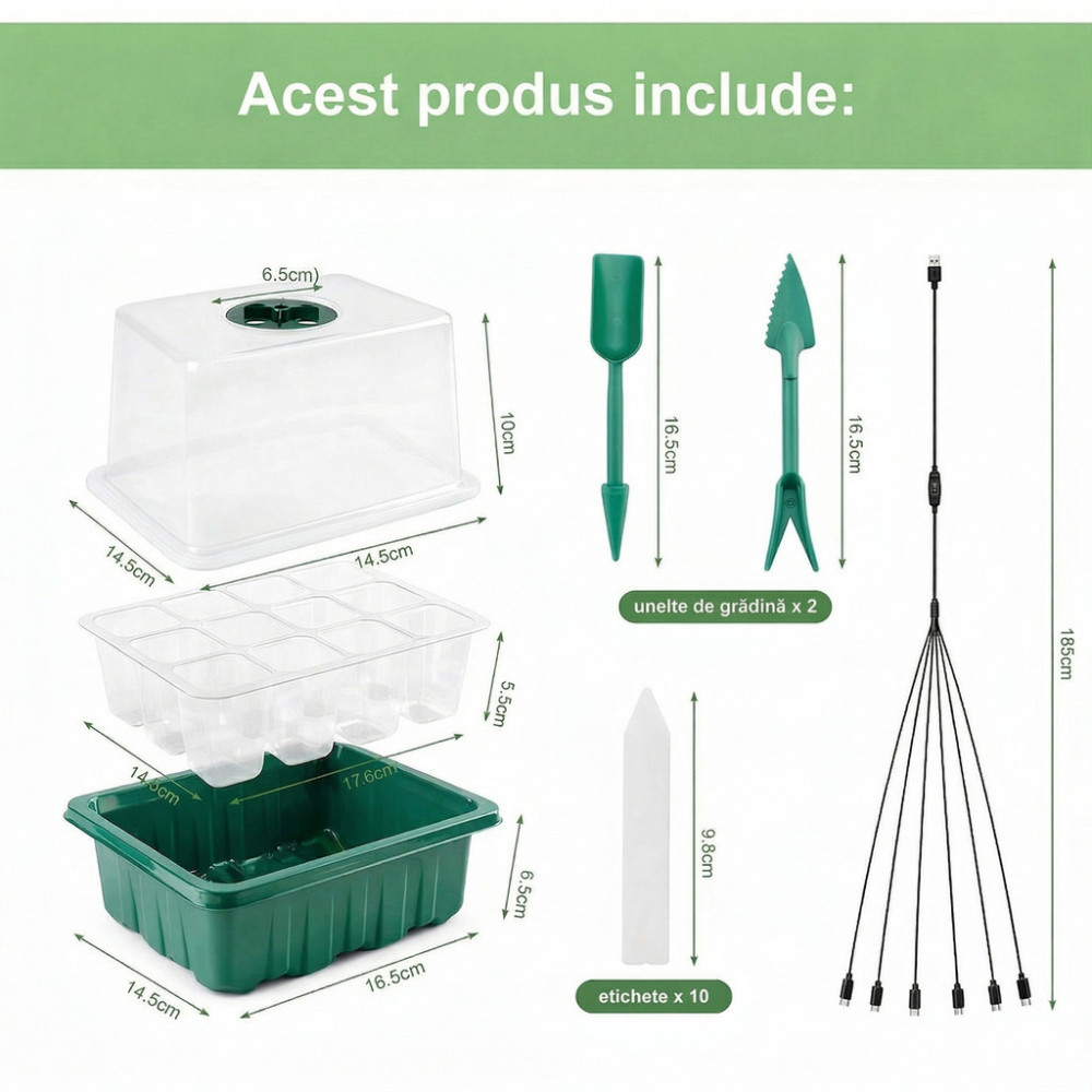 Mini seră pentru copii pentru răsaduri cu iluminare LED și cronometru