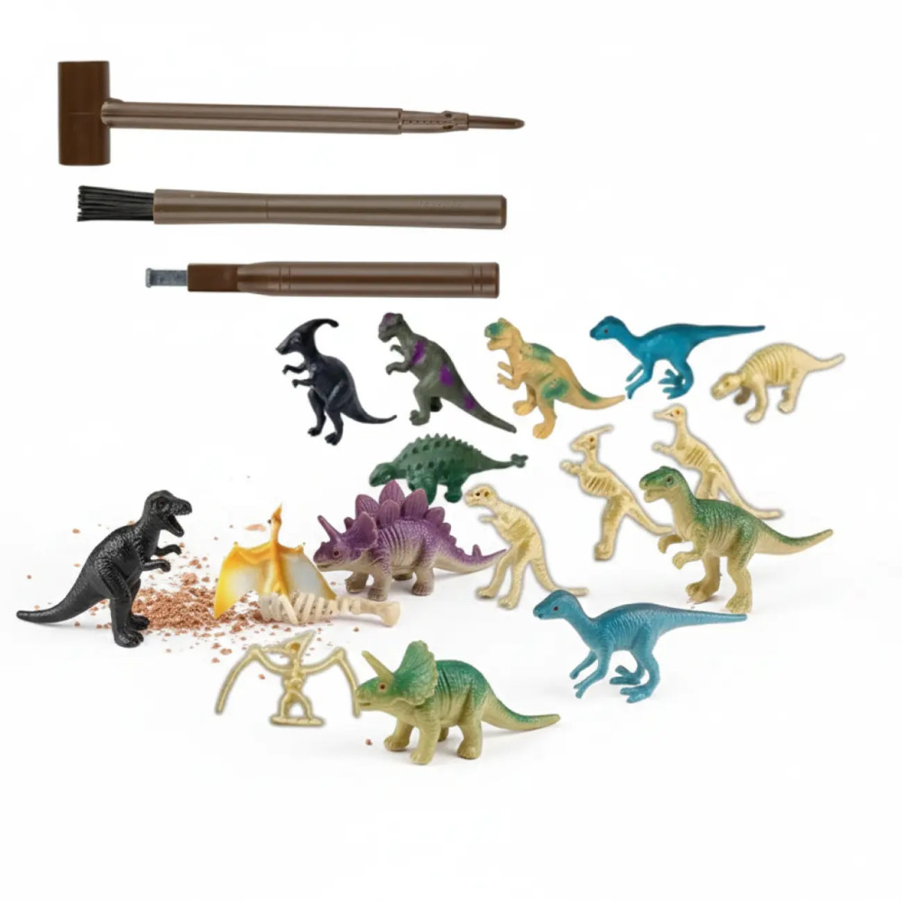 Set mare de arheolog — Ou de dinozaur din ghips cu instrumente și 12 figurine
